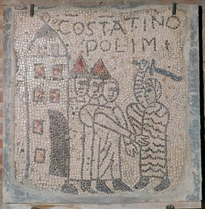 Keskiaikainen mosaiikki Konstantinopolin säkistä, 5. vuosisata tekijältä Unbekannt
