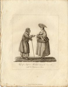 Kauppiaan vaimo sairaanhoitajan kanssa Faschingin aikana, 1833 tekijältä Unbekannt