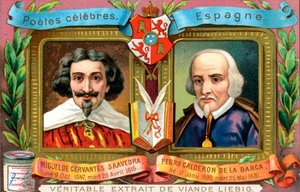Miguel de Cervantes Saavedra ja Pedro Calderon De La Barca, c1900 tekijältä Unbekannt