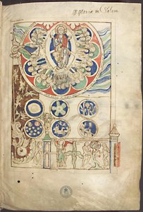 Pienoismalli Jumalan luomisen alku Liber Sciviasta, Hildegard of Bingen, noin 1220 tekijältä Unbekannt