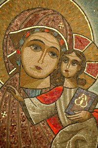 Siunatun Neitsyt ja Pyhän Johannes Kamen koptilainen luostari. Madonna lapsen kanssa. tekijältä Unbekannt