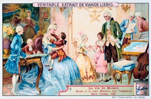 Mozart seitsemänvuotiaana keisarinna Maria Teresan edessä, 1763. 1906 tekijältä Unbekannt