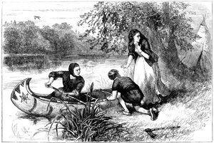 Rouva Dunstan pakenemassa Merrimaciin, 1600-luvun lopulla 1880 tekijältä Unbekannt