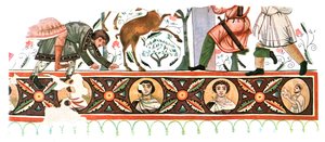 Seinämaalauksia Pyhän Apollon luostarin raunioissa Bawitissa, Egyptissä, 1928. tekijältä Unbekannt