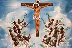 Namugagnan katolisten marttyyrien pyhäkkö, Kampala. Kirkon fresko, TO160217, Kampala, Uganda tekijältä Unbekannt