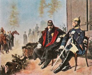 Napoleon III ja Bismarck kutojan mökillä Doncheryssa 2. syyskuuta 1870 1936. tekijältä Unbekannt