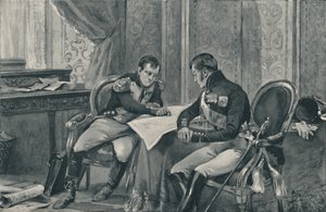 Napoleon ja Aleksanteri Tilsitissä tutkimassa Euroopan karttaa, 1807, 1896 tekijältä Unbekannt