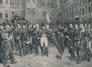 Napoleons jäähyväiset keisarilliselle vartijalle Fontainebleaussa, 20. huhtikuuta 1814, 1896 tekijältä Unbekannt