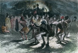 Native American hiuspohjatanssi, c1875 tekijältä Unbekannt