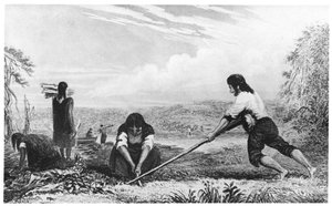 Chiloen alkuperäisasukkaat Patagoniassa rintaauralla, 1839 tekijältä Unbekannt