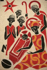 Syntymä Keur Moussa -luostarikirkon freskon suunnitteli ja maalasi vuonna 1963 Dom Georges Saget Keur Moussa Senegal tekijältä Unbekannt
