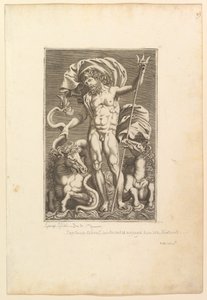 Neptunus kahden merihevosen välissä, n. 1560-80. tekijältä Unbekannt