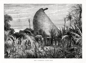 New Caledonian Native Hut, Tyynenmeren lounaisosa, 1877 tekijältä Unbekannt