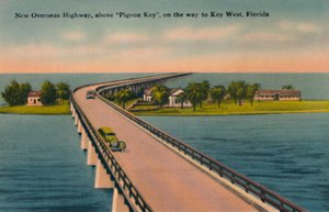 Uusi Overseas Highway, Pigeon Keyn yläpuolella, Key Westiin, Floridaan, 1940-luku tekijältä Unbekannt