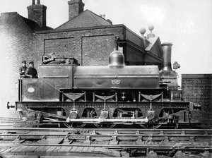 North Staffordshire 0-6-0 -höyryveturi, kuljettaja ja palomies jalkalevyssä, 1800-luku tekijältä Unbekannt