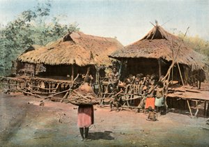 Uusi-Guinea. Karapuna. Alkuperäiskansat, Papua-Uusi-Guinea. Karapuna. Kotikylä, 1900. tekijältä Unbekannt