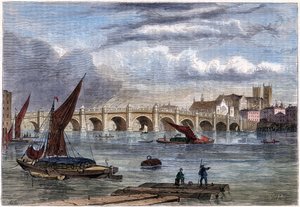 Old Westminster Bridge vuonna 1754, 1800-luvulla tekijältä Unbekannt