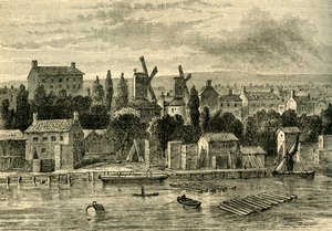 Vanhat tuulimyllyt Lambethissa, noin 1750, n. 1878. tekijältä Unbekannt