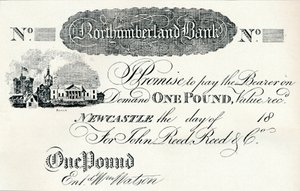Northumberland Bankin yhden punnan seteli, c1820 tekijältä Unbekannt