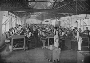 Yksi sikarien valmistusosastoista Salmon and Gluckstein Ltd:ssä, Lontoo, 1870-luku 1903 tekijältä Unbekannt
