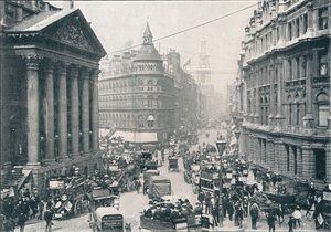 Mansion Housen ulkopuolella, City of London, 9 AM, c1901 1901 tekijältä Unbekannt