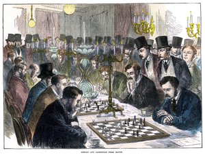 Oxfordin ja Cambridgen shakkiottelu, 1800-luku tekijältä Unbekannt