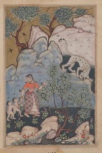 Sivu julkaisusta Tales of a papukaija Tuti-nama: Kolmaskymmenes yö: Nainen, jolla on kaksi lasta..., n. 1560. tekijältä Unbekannt