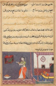 Sivu julkaisusta Tales of a Parrot Tuti-nama: Kahdeskymmenesviides yö: Papukaija puhuu Khujasta..., c1560 tekijältä Unbekannt