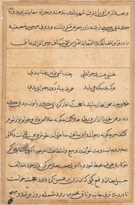 Sivu julkaisusta Tales of a Parrot Tuti-nama: tekstisivu, n. 1560. tekijältä Unbekannt