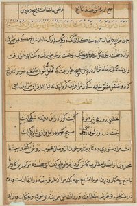 Sivu julkaisusta Tales of a Parrot Tuti-nama: tekstisivu, n. 1560. tekijältä Unbekannt