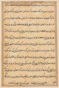 Sivu julkaisusta Tales of a Parrot Tuti-nama: tekstisivu, n. 1560. tekijältä Unbekannt
