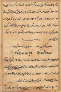 Sivu julkaisusta Tales of a Parrot Tuti-nama: tekstisivu, n. 1560. tekijältä Unbekannt