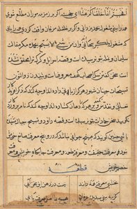 Sivu julkaisusta Tales of a Parrot Tuti-nama: tekstisivu, n. 1560. tekijältä Unbekannt