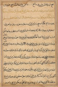Sivu julkaisusta Tales of a Parrot Tuti-nama: tekstisivu, n. 1560. tekijältä Unbekannt