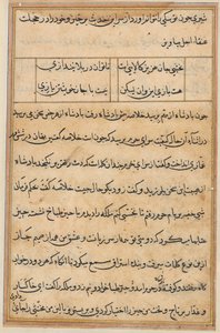 Sivu julkaisusta Tales of a Parrot Tuti-nama: tekstisivu, n. 1560. tekijältä Unbekannt