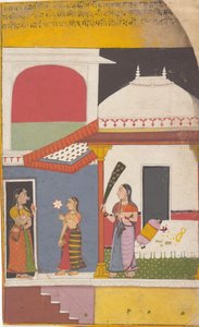 Sivu hajallaan olevasta Ragamala-sarjasta Musiikkimuotojen Garland, n. 1710. tekijältä Unbekannt