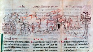 Psalterin sivu, 1000-luvun ensimmäinen puolisko tekijältä Unbekannt