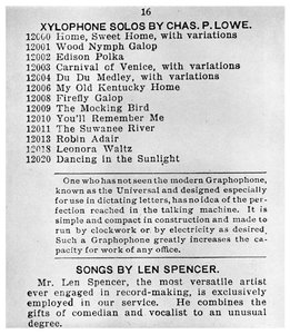 Sivu ensimmäisestä Columbian Gramophone Catalogue -luettelosta, c1898 1956 tekijältä Unbekannt