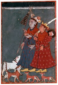 Maalaus jumalista Shiva ja Krishna mukana härkä, tiikeri ja sakaalit tekijältä Unbekannt