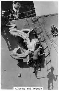 Lentotukialus HMS Courageous ankkurin maalaus, 1937 tekijältä Unbekannt