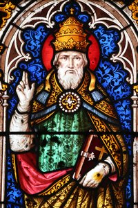Pape Alexandre Ier (pape de 107 a 116) - Saint Fargeaun kirkko. Lasimaalaus. Paavi Aleksanteri I. Ranska tekijältä Unbekannt