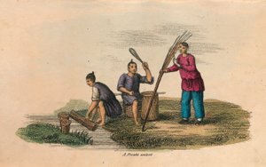 Paperinvalmistus Kiinassa, AD 105, c1850 tekijältä Unbekannt