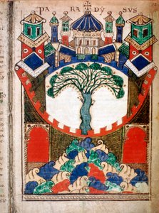 Paratiisi, sivu Liber Floriduksesta, 1100-luku tekijältä Unbekannt