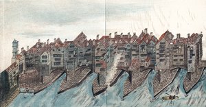 Osa Old London Bridgeä, c1600 tekijältä Unbekannt