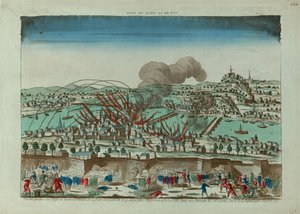 Perspektiivinäkymä Lyonin kaupungin piirityksestä ja pommituksesta lokakuussa 1793, n. 1793. tekijältä Unbekannt