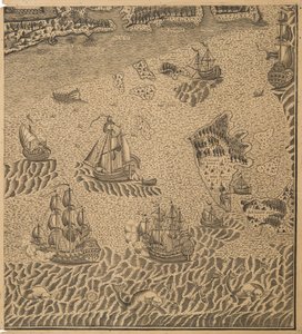 Pietari Suuren laivasto Omega-lahdella, noin 1707 tekijältä Unbekannt