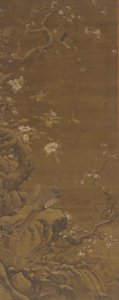 Fasaanit ja lumen peittämät luumunkukat, Ming- tai Qing-dynastia, 1400-1700-luku. tekijältä Unbekannt