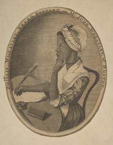 Phillis Wheatley, musta palvelija herra John Wheatleylle Bostonista, n. 1773. tekijältä Unbekannt