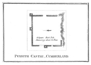 Penrithin linnan suunnitelma Cumberlandissa 1700-luvun lopulla tekijältä Unbekannt