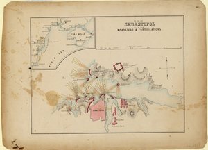 Sevastopolin suunnitelma reidineen ja linnoituksineen, n. 1858 tekijältä Unbekannt